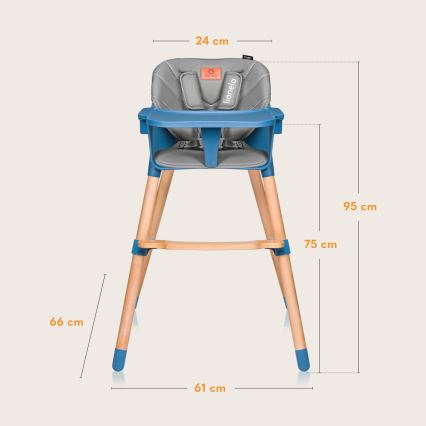 Lionelo - Barnmatstol 2-i-1 KOEN Blue Sky
