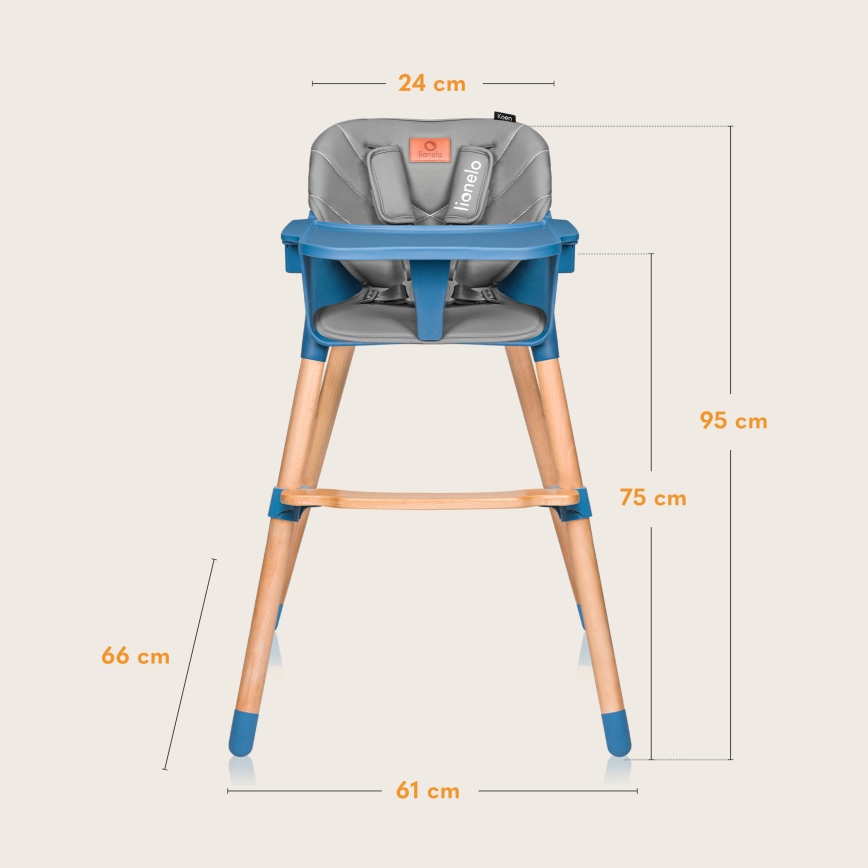 Lionelo - Barnmatstol 2-i-1 KOEN Blue Sky