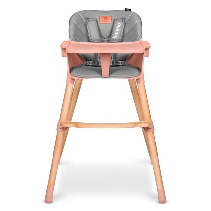 Lionelo - Barnmatstol 2 i 1 KOEN Pink Rose