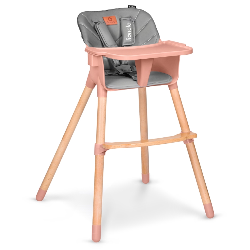Lionelo - Barnmatstol 2 i 1 KOEN Pink Rose