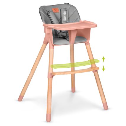 Lionelo - Barnmatstol 2 i 1 KOEN Pink Rose