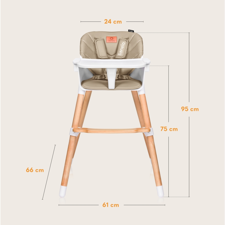 Lionelo - Barnmatstol 2-i-1 KOEN Sandbeige