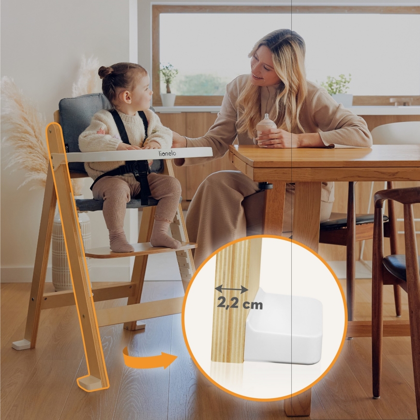 Lionelo - Barnmatstol 3 i 1 FLORIS vit/natur