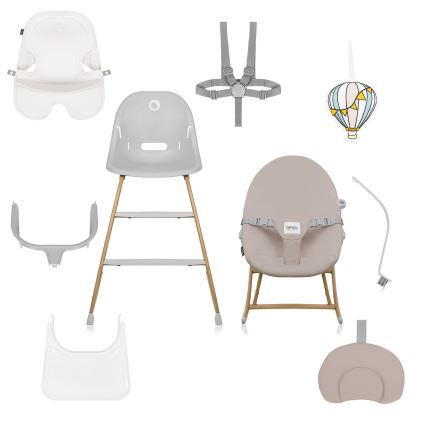 Lionelo - Barnmatstol 4-i-1 DALIA SET Grey Stone Natural