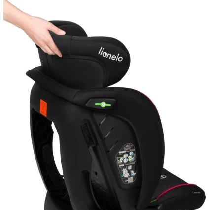 Lionelo - Bilbarnstol AART i-Storlek 40-150 cm svart/röd