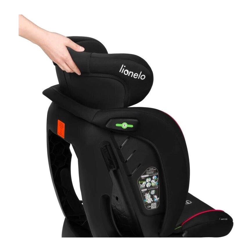 Lionelo - Bilbarnstol AART i-Storlek 40-150 cm svart/röd