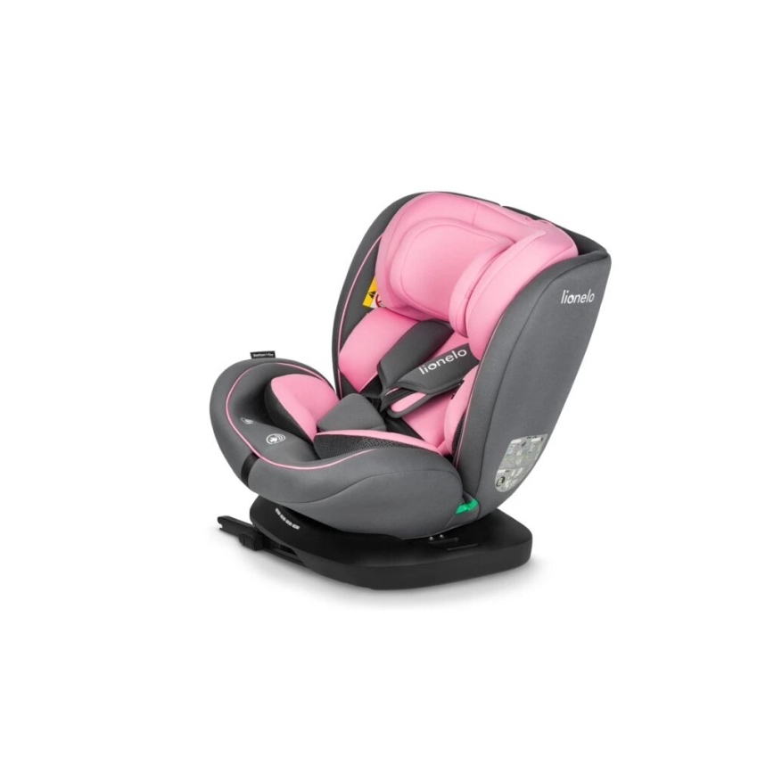 Lionelo - Bilbarnstol BASTIAAN i-Storlek 40-150 cm grå/rosa