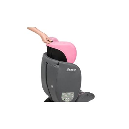 Lionelo - Bilbarnstol BASTIAAN i-Storlek 40-150 cm grå/rosa