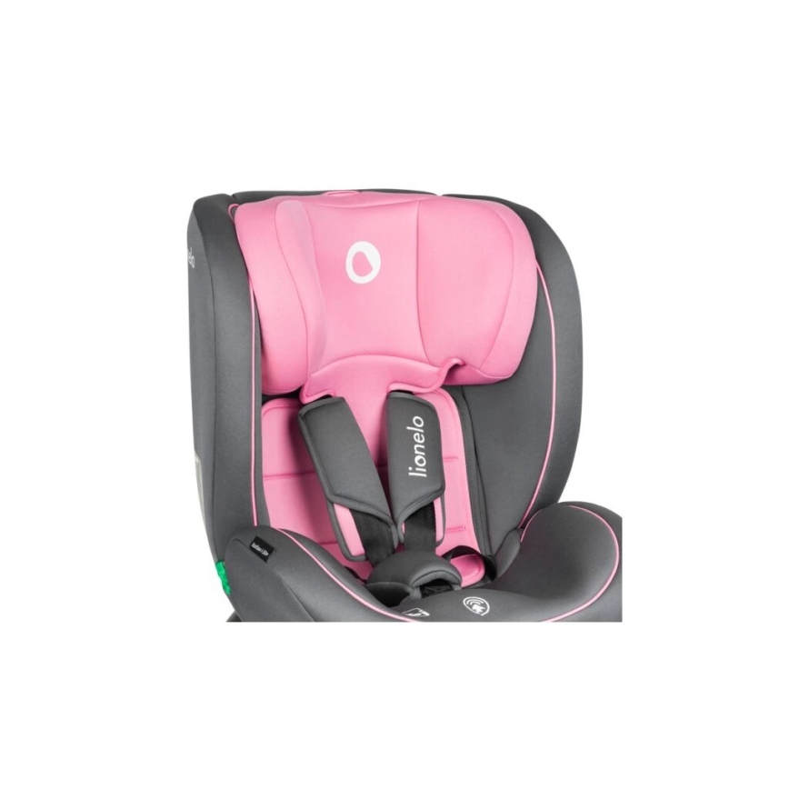 Lionelo - Bilbarnstol BASTIAAN i-Storlek 40-150 cm grå/rosa