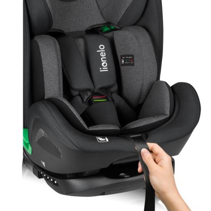 Lionelo - Bilbarnstol HARPER i-Size med roterbar bas 76-150 cm Black Carbon