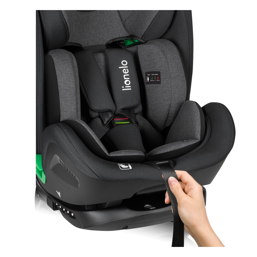 Lionelo - Bilbarnstol HARPER i-Size med roterbar bas 76-150 cm Black Carbon