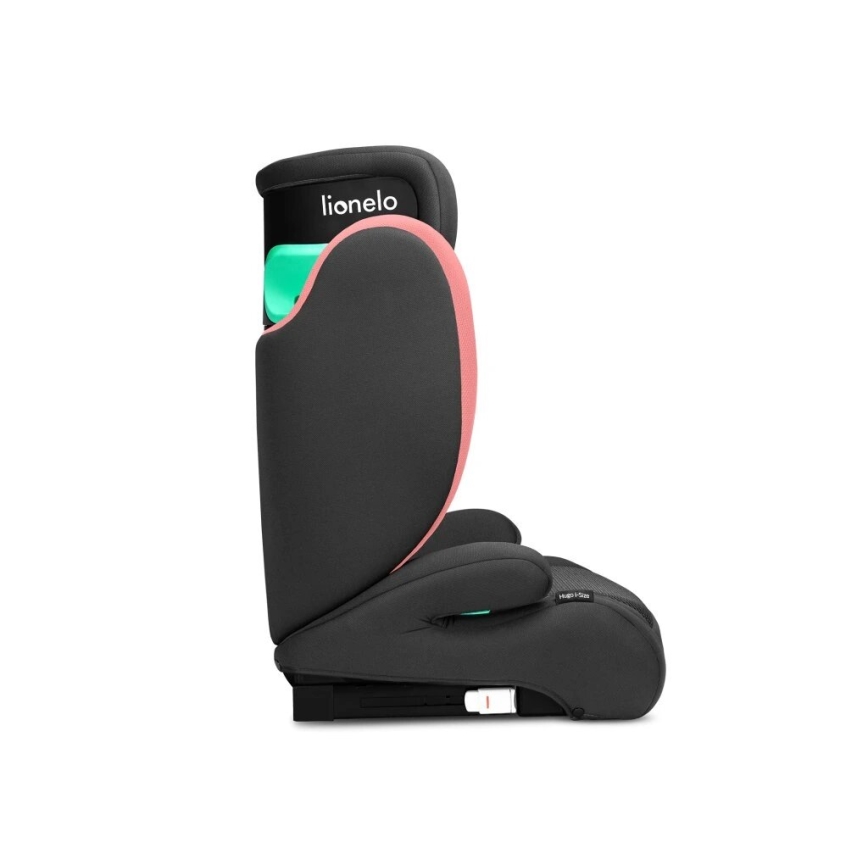 Lionelo - Bilbarnstol HUGO i-Storlek 100-150 cm svart/rosa