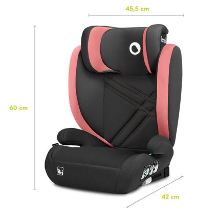 Lionelo - Bilbarnstol HUGO i-Storlek 100-150 cm svart/rosa