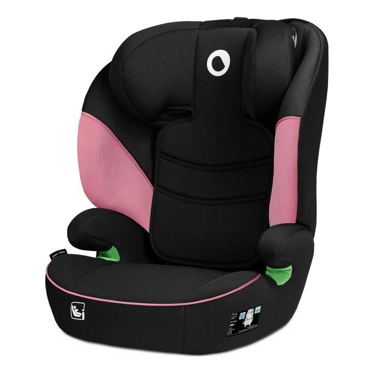 Lionelo - Bilbarnstol LARS i-Storlek 100-150 cm svart/rosa