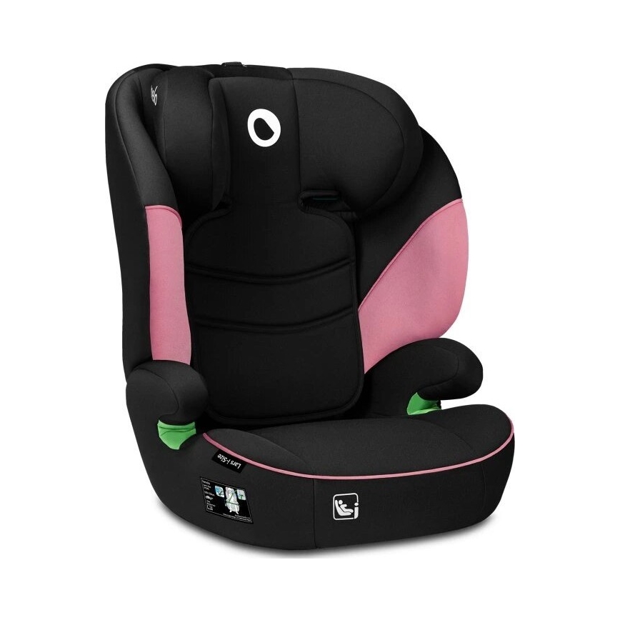 Lionelo - Bilbarnstol LARS i-Storlek 100-150 cm svart/rosa