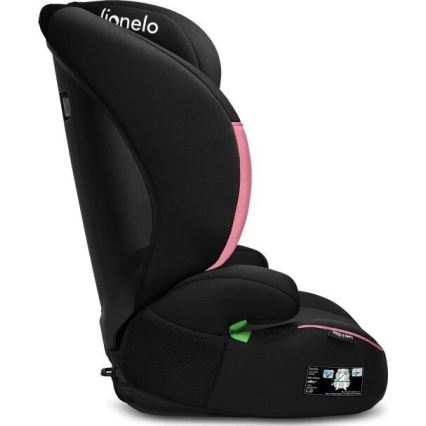 Lionelo - Bilbarnstol LARS i-Storlek 100-150 cm svart/rosa