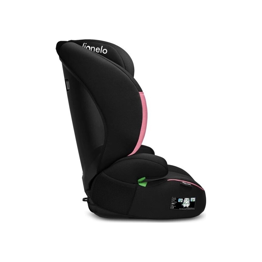 Lionelo - Bilbarnstol LARS i-Storlek 100-150 cm svart/rosa
