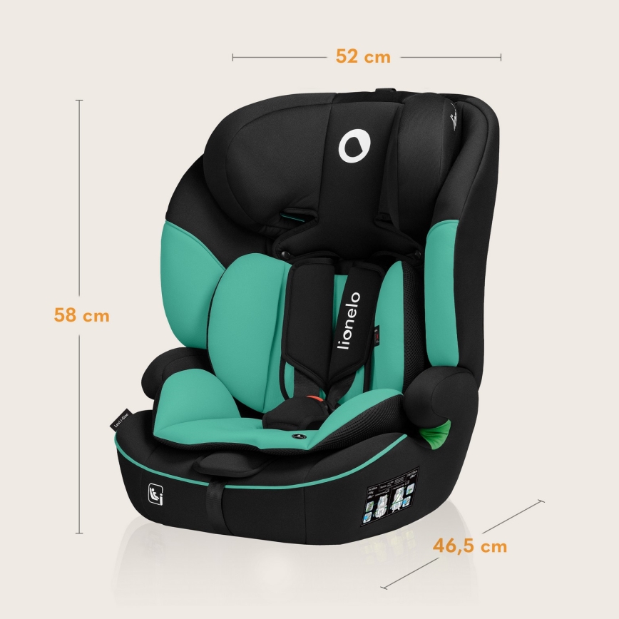 Lionelo - Bilbarnstol LEVI i-Size 76-150 cm Smaragdgrön