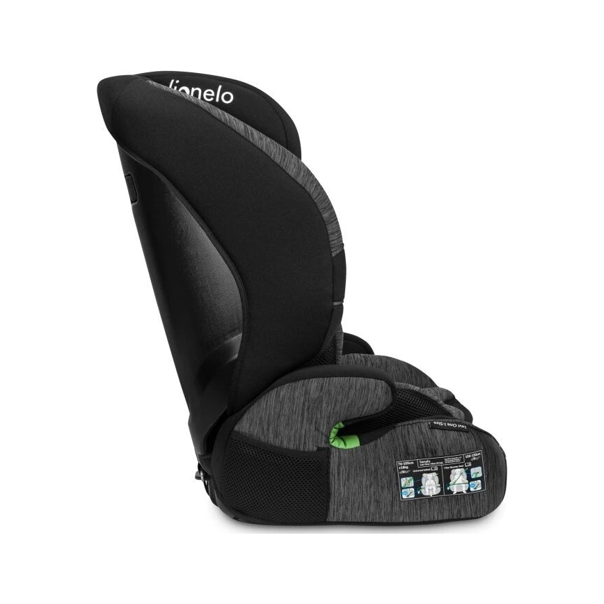 Lionelo - Bilbarnstol LEVI ONE i-Storlek 76-150 cm svart/grå