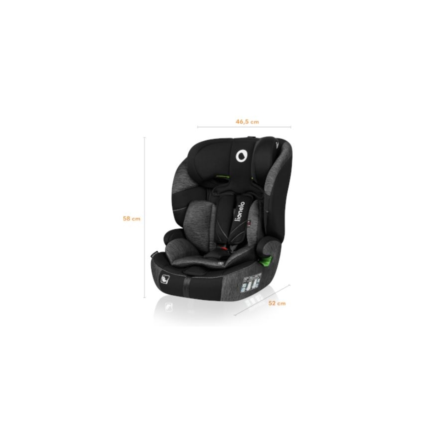 Lionelo - Bilbarnstol LEVI ONE i-Storlek 76-150 cm svart/grå