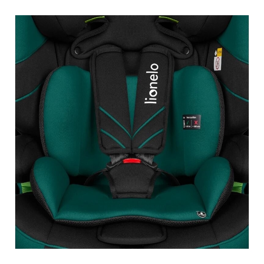 Lionelo - Bilbarnstol LEVI ONE i-Storlek 76-150 cm svart/grön