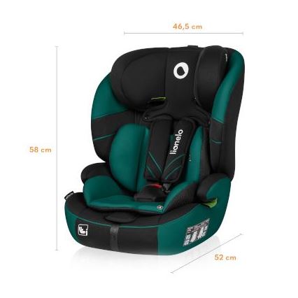Lionelo - Bilbarnstol LEVI ONE i-Storlek 76-150 cm svart/grön