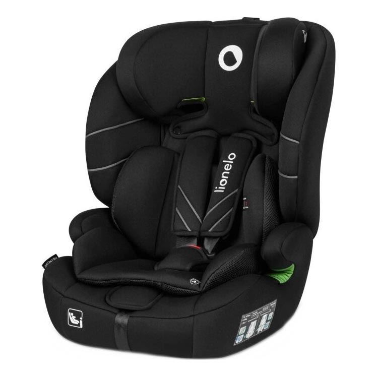 Lionelo - Bilbarnstol LEVI ONE i-Storlek 76-150 cm svart