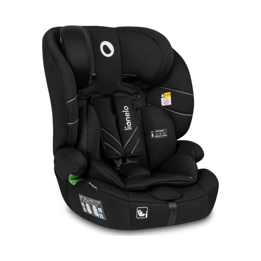 Lionelo - Bilbarnstol LEVI ONE i-Storlek 76-150 cm svart