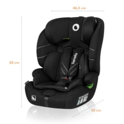 Lionelo - Bilbarnstol LEVI ONE i-Storlek 76-150 cm svart