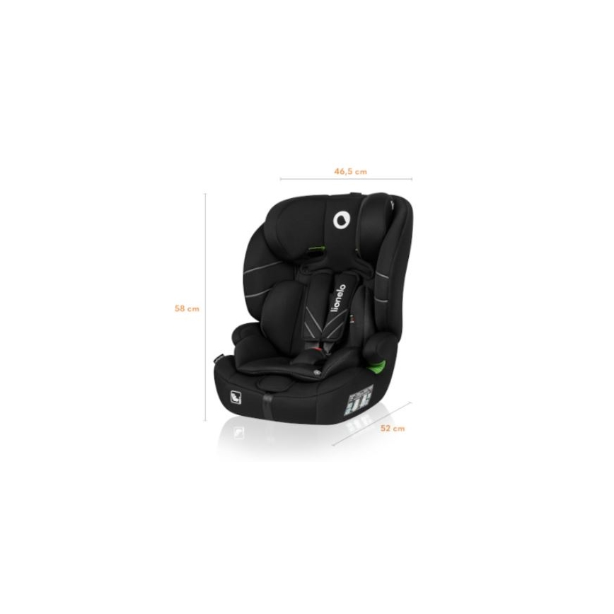 Lionelo - Bilbarnstol LEVI ONE i-Storlek 76-150 cm svart