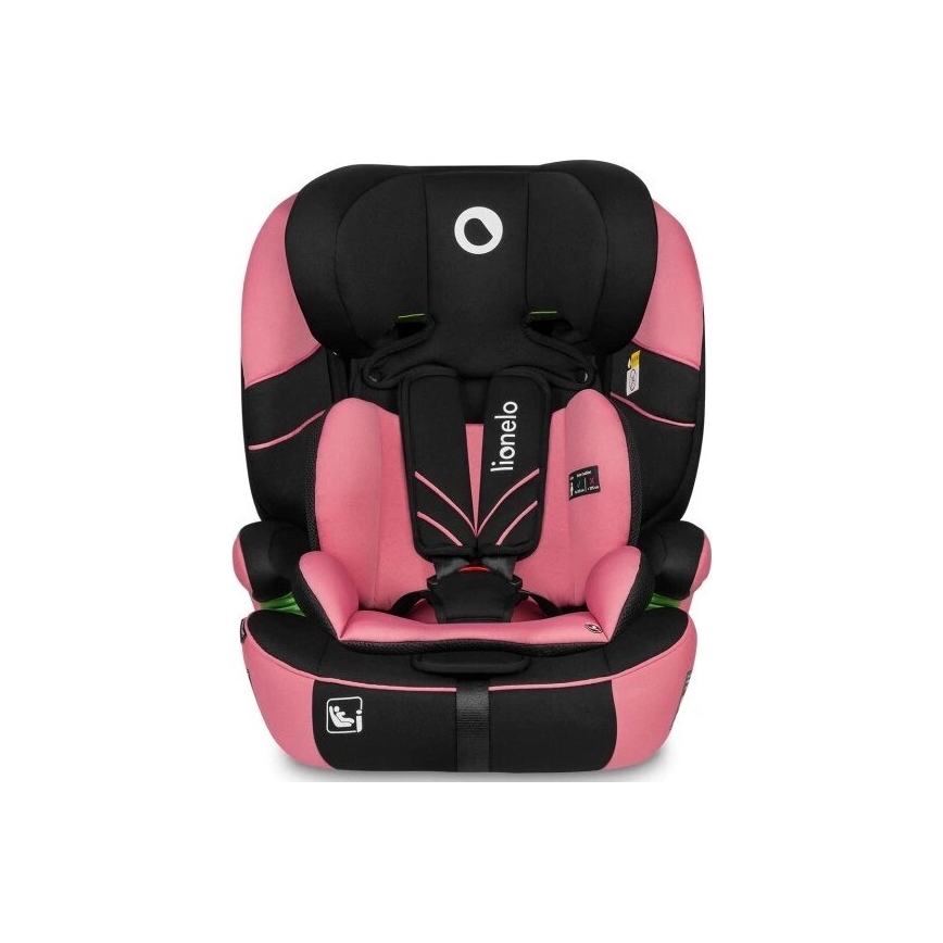 Lionelo - Bilbarnstol LEVI ONE i-Storlek 76-150 cm svart/rosa
