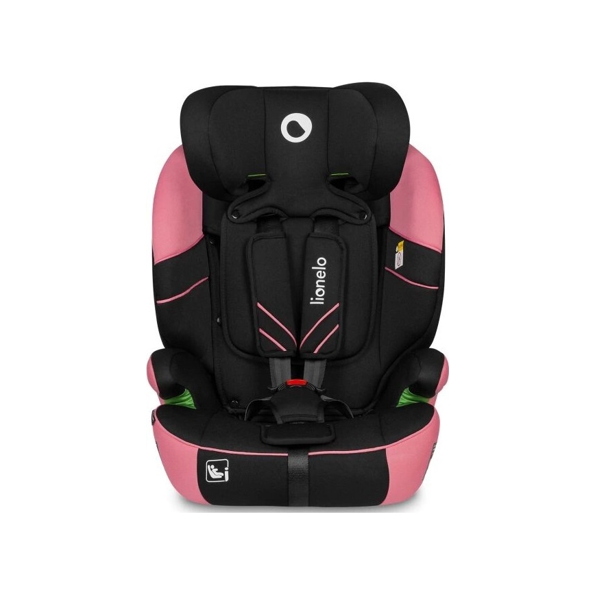 Lionelo - Bilbarnstol LEVI ONE i-Storlek 76-150 cm svart/rosa