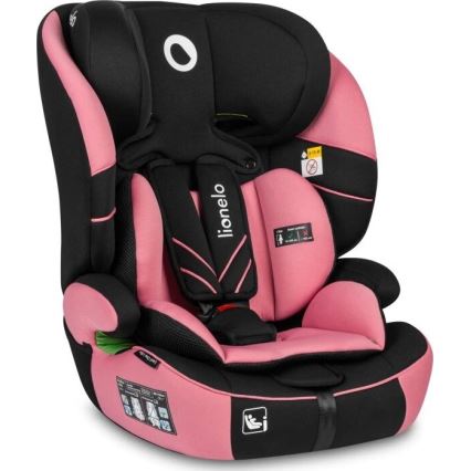 Lionelo - Bilbarnstol LEVI ONE i-Storlek 76-150 cm svart/rosa
