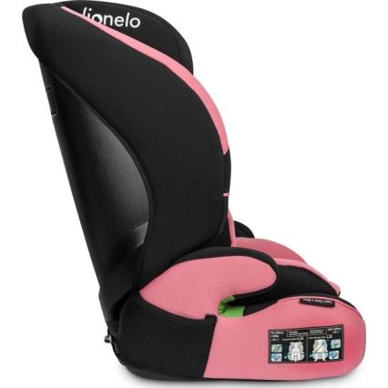 Lionelo - Bilbarnstol LEVI ONE i-Storlek 76-150 cm svart/rosa
