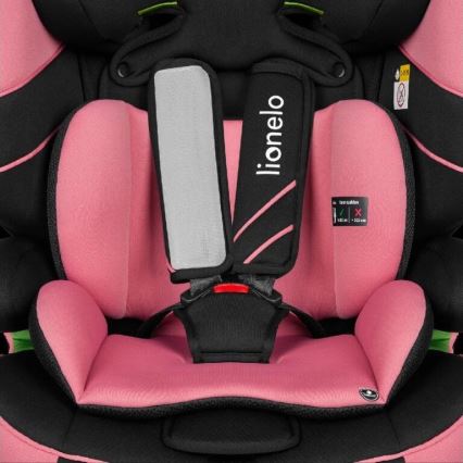 Lionelo - Bilbarnstol LEVI ONE i-Storlek 76-150 cm svart/rosa