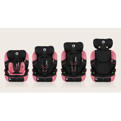 Lionelo - Bilbarnstol LEVI ONE i-Storlek 76-150 cm svart/rosa
