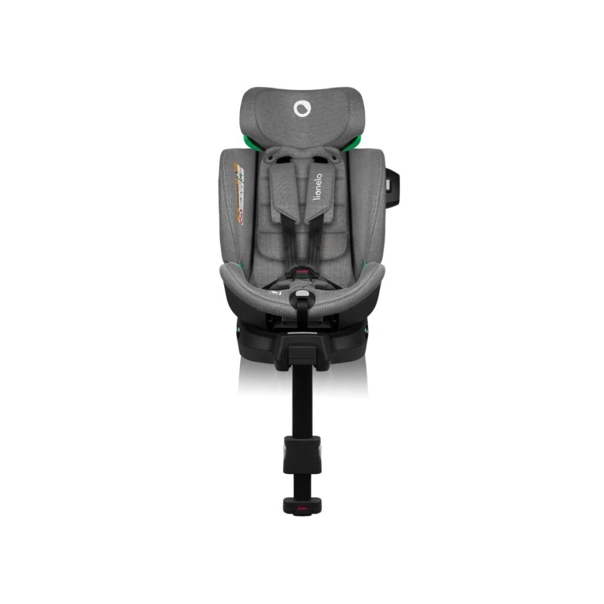 Lionelo - Bilbarnstol med bas roterande HARMONY i-Storlek 40-150 cm svart/grå