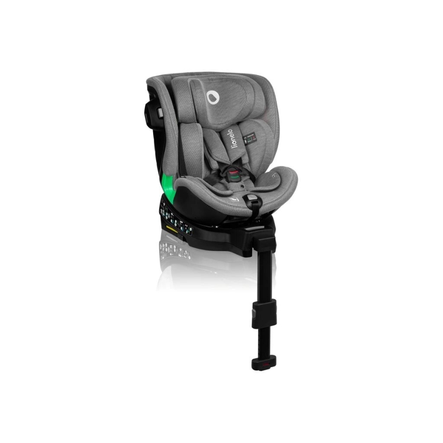 Lionelo - Bilbarnstol med bas roterande HARMONY i-Storlek 40-150 cm svart/grå