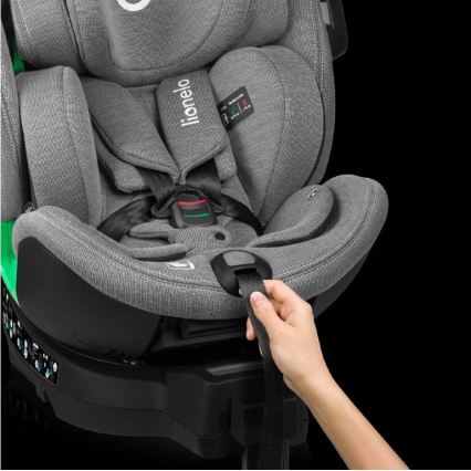 Lionelo - Bilbarnstol med bas swivel HARMONY i-Storlek 40-150 cm grå