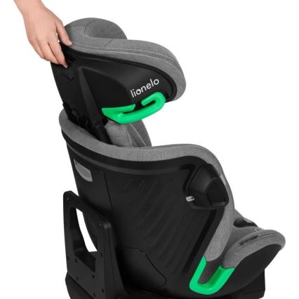 Lionelo - Bilbarnstol med bas swivel HARMONY i-Storlek 40-150 cm grå