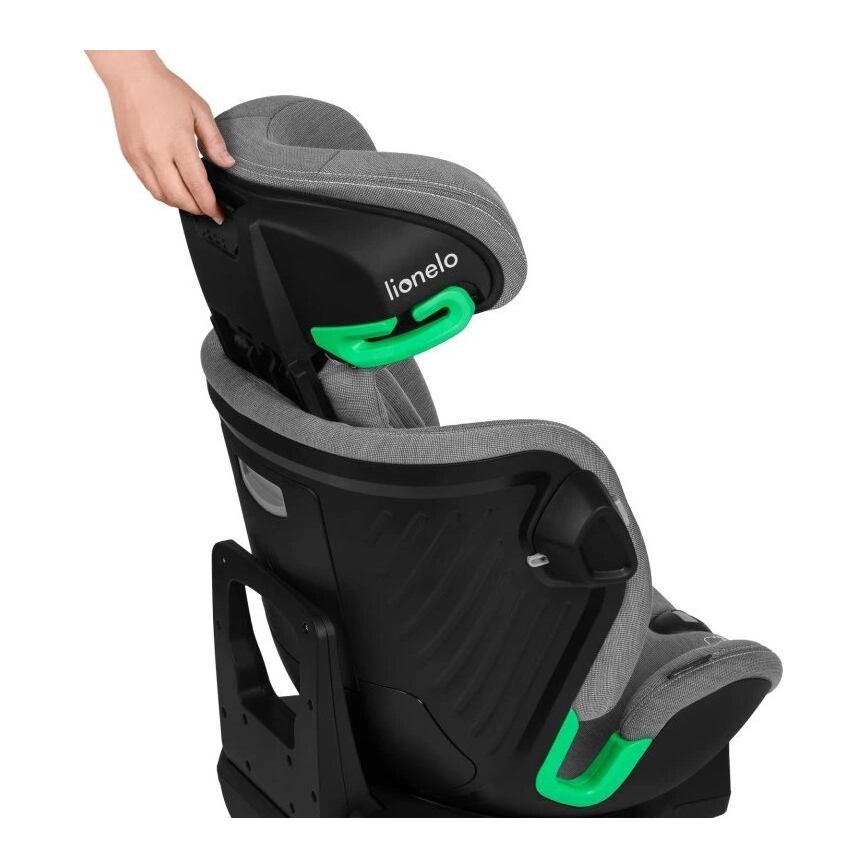 Lionelo - Bilbarnstol med bas swivel HARMONY i-Storlek 40-150 cm grå