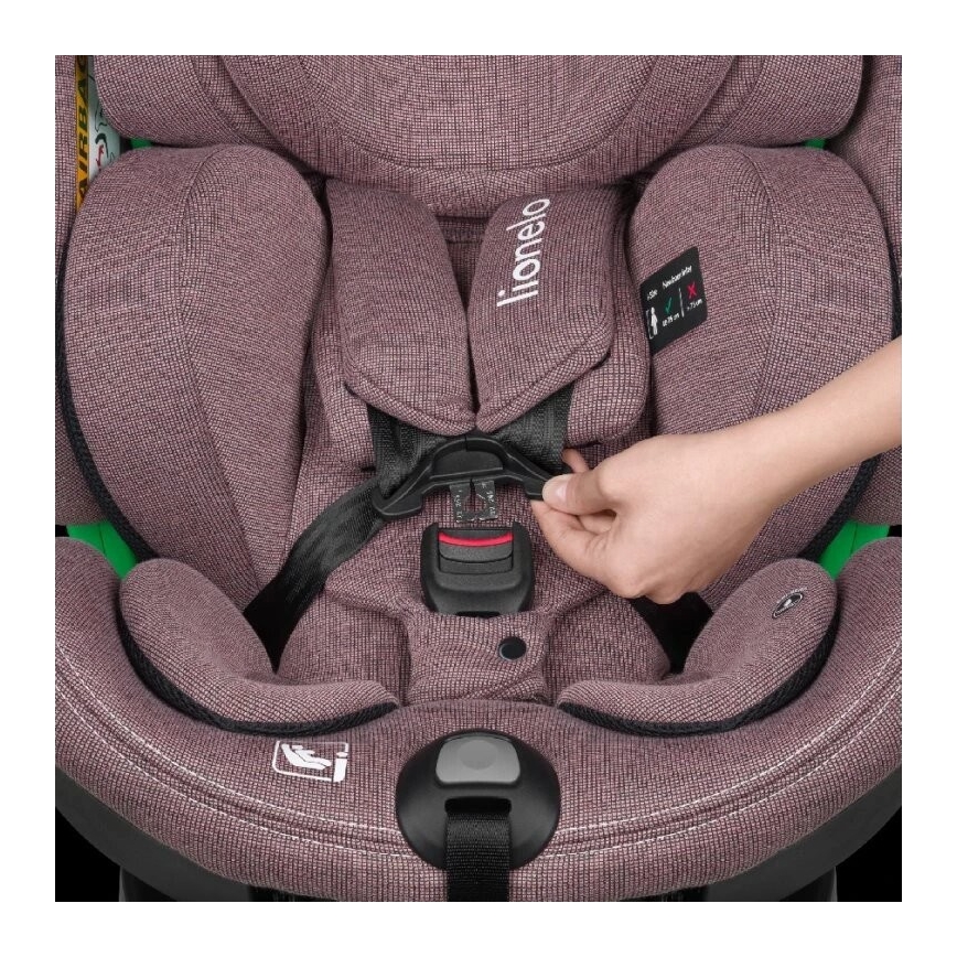 Lionelo - Bilbarnstol med bas swivel HARMONY i-Storlek 40-150 cm rosa