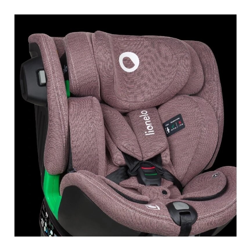 Lionelo - Bilbarnstol med bas swivel HARMONY i-Storlek 40-150 cm rosa