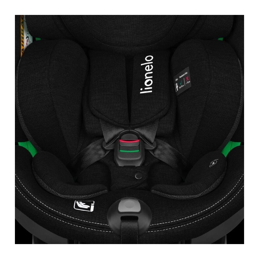 Lionelo - Bilbarnstol med bas swivel HARMONY i-Storlek 40-150 cm svart