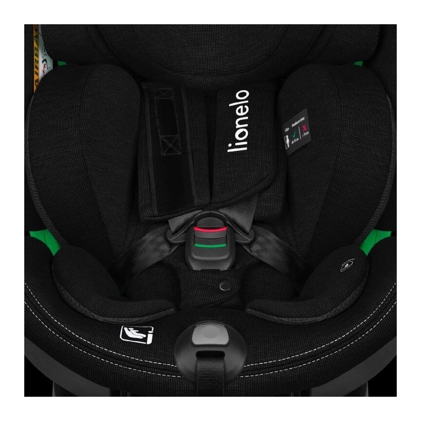 Lionelo - Bilbarnstol med bas swivel HARMONY i-Storlek 40-150 cm svart