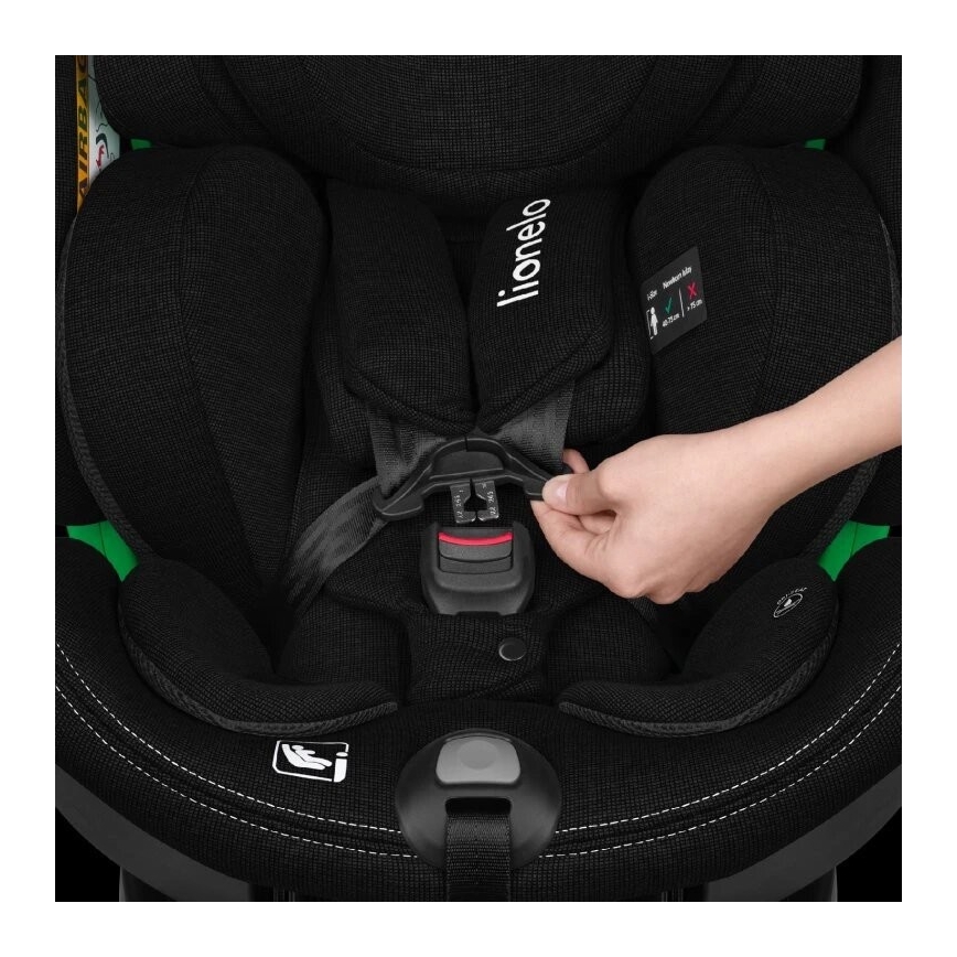 Lionelo - Bilbarnstol med bas swivel HARMONY i-Storlek 40-150 cm svart