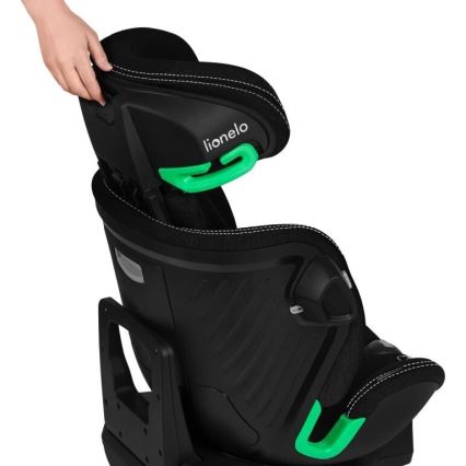 Lionelo - Bilbarnstol med bas swivel HARMONY i-Storlek 40-150 cm svart