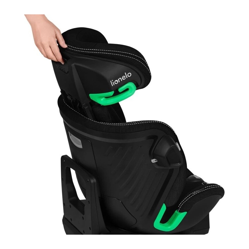 Lionelo - Bilbarnstol med bas swivel HARMONY i-Storlek 40-150 cm svart