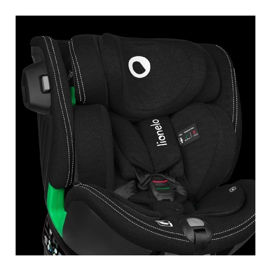 Lionelo - Bilbarnstol med bas swivel HARMONY i-Storlek 40-150 cm svart