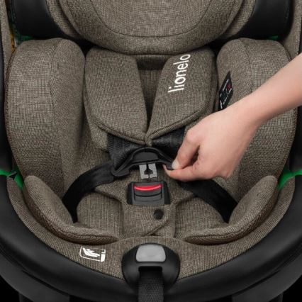 Lionelo - Bilbarnstol med bas swivel HARMONY i-Storlek 40-150 cm svart/oliv